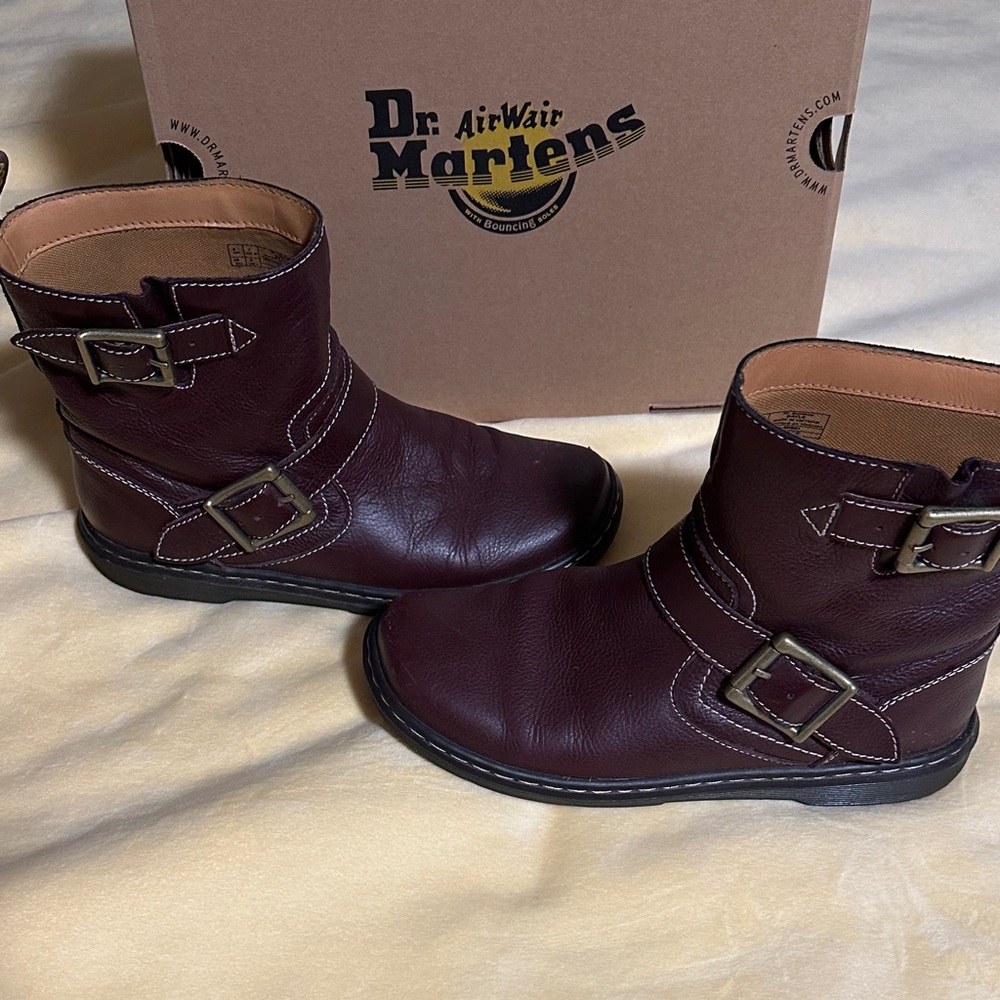 Dr. Martens Dark Red Buckle Boots